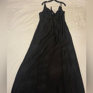 Long black tie front dress w/ straps and slit